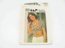 4304 BUTTERICK CLOSE FIT TIED V MIDRIFF TOP PATTERN 10 UNCUT